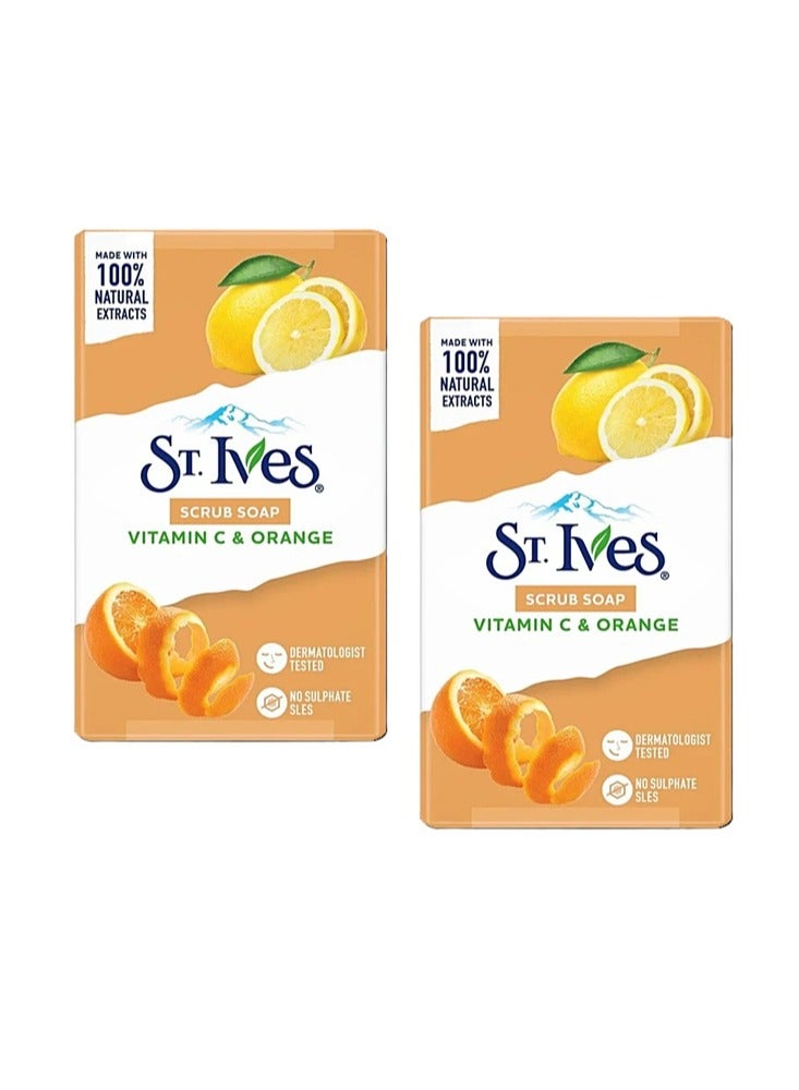 St. Ives Vitamin C & Orange Scrub Soap Bar 100g Pack of 2 | Exfoliating & Brightening Skin - Image 1